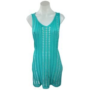 Women's Blue Scoop Neck Sleeveless Pullover Tank Beach Cover Up Dress Size M